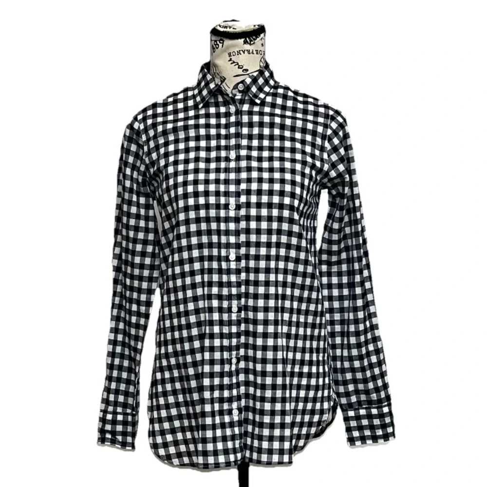 J.Crew Classic-Fit Boy Shirt in Crinkle Gingham Black White Check 00 Preppy